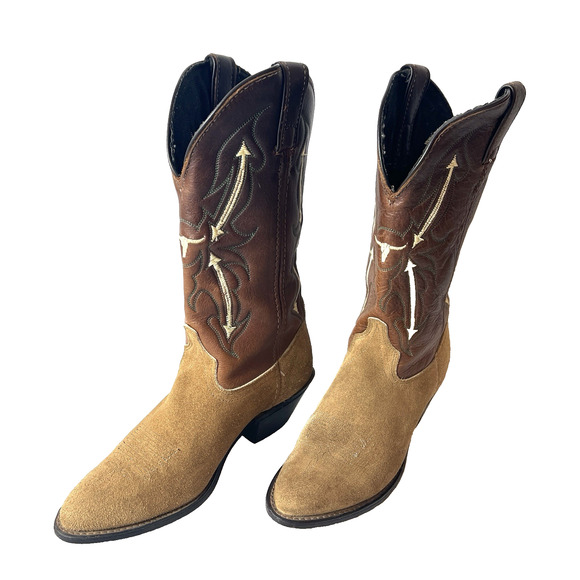 Laredo Shoes - Laredo Women's Size 7 Tan/brown Suede/leather pointed toes cowboy western boots